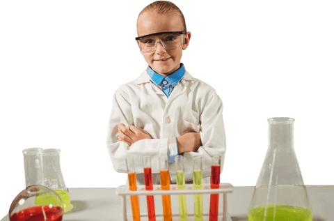 young scientist exploring chemistry with colorful test tubes - transparent - Download Free Stock Videos Pikwizard.com