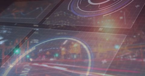 Futuristic Holographic Interface in Urban Nightscape Environment