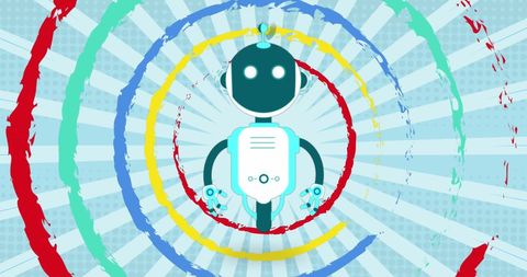 playful ai chat bot with colorful spiral background - Download Free Stock Images Pikwizard.com