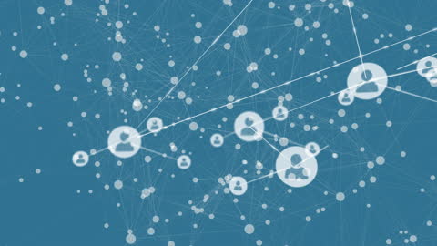 Abstract Digital Network Connected Icons on Blue Background