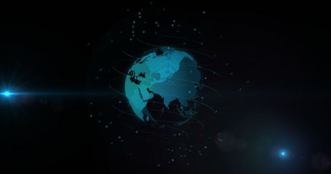Network connection visualization surrounding digital globe