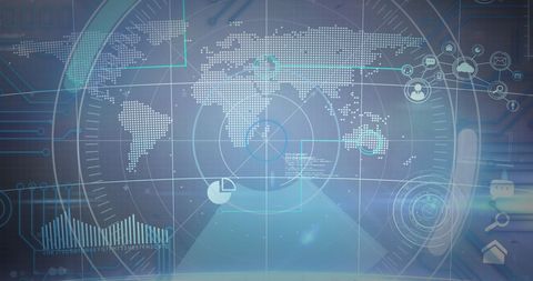 Futuristic Interface with World Map and Digital Data Charts - Download Free Stock Images Pikwizard.com