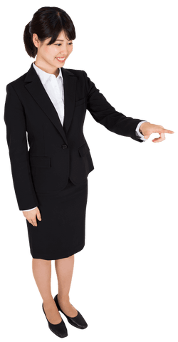 Transparent Businesswoman Pointing Confidently