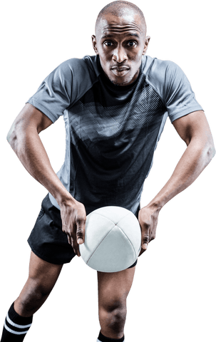 Rugby Player Holding Ball with Intent Grit on Transparent Background - Download Free Stock Videos Pikwizard.com