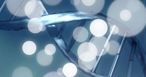 Abstract DNA Helix with Bokeh Elements for Biotech Innovation