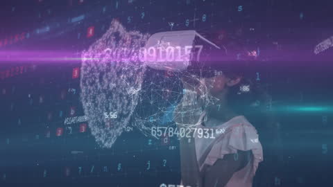 Virtual Reality and Digital Security Concept with Girl