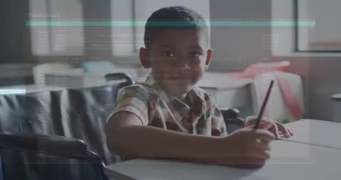 Schoolboy Writing Transitions into Digital Learning World