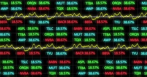 Financial stock exchange data analysis on digital screen