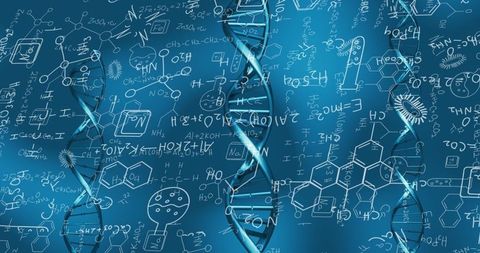 dna helices over chemistry formulas in scientific illustration - Download Free Stock Images Pikwizard.com