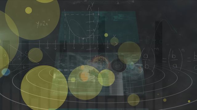 This digital representation combines abstract data visuals with solar system imagery, creating a conceptual blend of technology and space. Suggested use includes projects about data networks, technological advancements, science education, and futuristic visuals. Ideal for presentations, promotional materials, or educational media illustrating complex digital concepts.