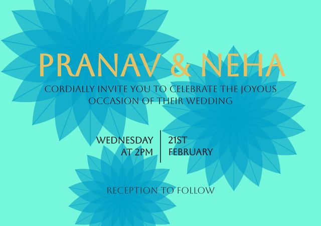 Elegant Wedding Invitation with Blue Floral Background - Download Free Stock Videos Pikwizard.com