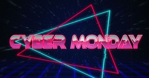 Retro Cyber Monday Neon Digital Design for Online Shopping Promotions