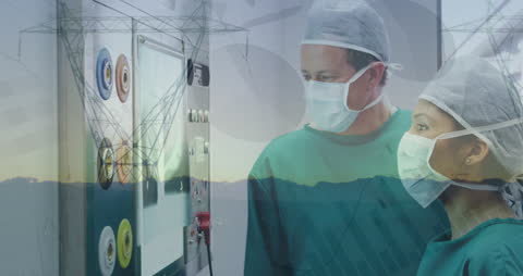 Medical Professionals Analyzing Data with Financial Overlays