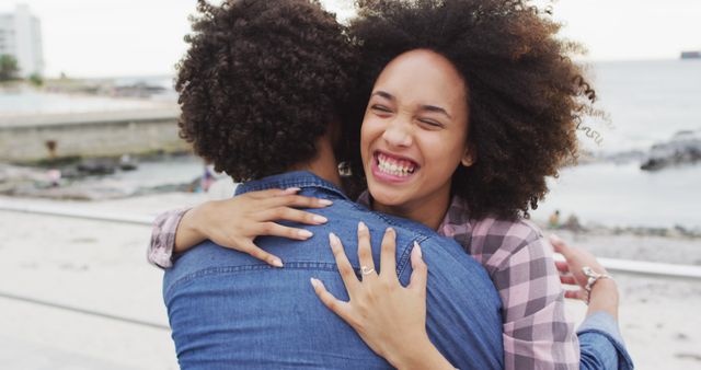 Joyful Young African American Couple Hugging Outdoors - Download Free Stock Photos Pikwizard.com
