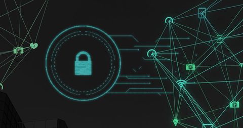 secure digital network with padlock icon highlights cybersecurity - Download Free Stock Images Pikwizard.com