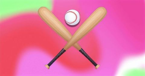 Crossed Baseball Bats with Ball on Vibrant Gradient Background