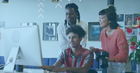 Diverse Team Brainstorming Creatively in Modern Office