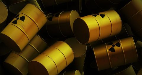 Stacked Yellow Barrels with Nuclear Symbols Indicating Hazard - Download Free Stock Images Pikwizard.com