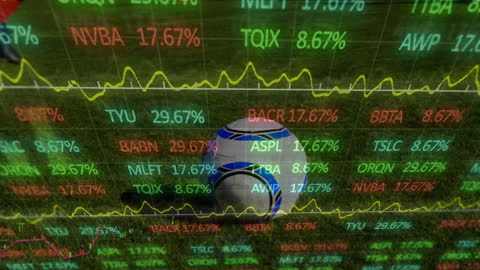 Digital Economy Soccer Ball with Financial Data Overlay