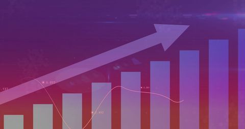 Rising Bar Chart with Upward Arrow and Purple Gradient Background - Download Free Stock Images Pikwizard.com