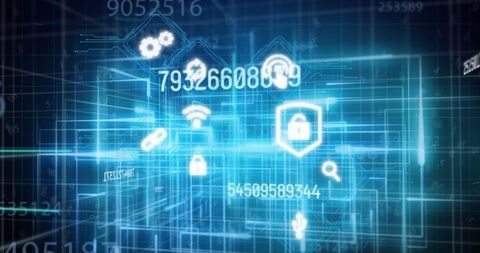 Futuristic Data Network with Digital Security Icons - Download Free Stock Images Pikwizard.com