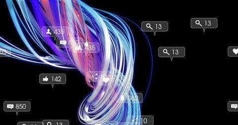 Abstract Digital Social Media Reactions with Dynamic Lines - Download Free Stock Images Pikwizard.com