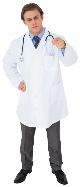 Caucasian Doctor Pointing with Finger Transparent Background - Download Free Stock Videos Pikwizard.com