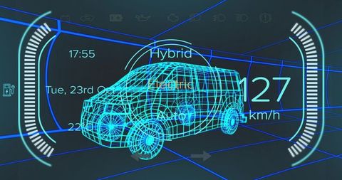 Futuristic Car Interface Display on Digital Van Model - Download Free Stock Images Pikwizard.com