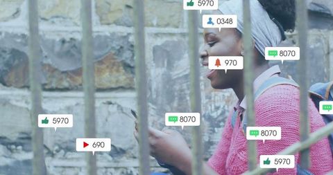 Woman engaging with social media modifications on smartphone