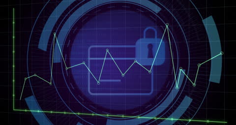 Digital Security Lock with Finance Data Graph Overlay