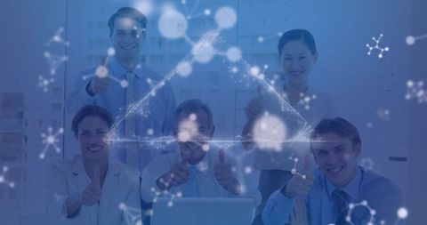 Business Team Embracing Innovation with Futuristic Technology Interface