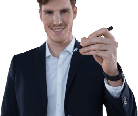 confident businessman writing transparent note with stylus - Download Free Stock Videos Pikwizard.com