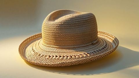 Woven straw hat showcased against subtle gradient background