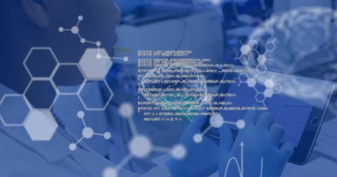 Scientist conducting research with digital data interface in laboratory - Download Free Stock Images Pikwizard.com