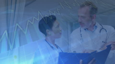 Doctors Collaborating Amid Digital Health Network Graphics