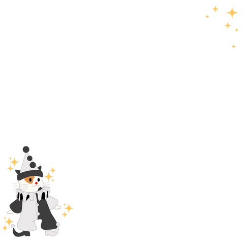 whimsical cat in pierrot costume with sparkling stars, transparent background - Download Free Stock Videos Pikwizard.com