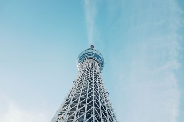 Low Angle View of Iconic Skytree Tower Against Clear Blue Sky - Download Free Stock Photos Pikwizard.com