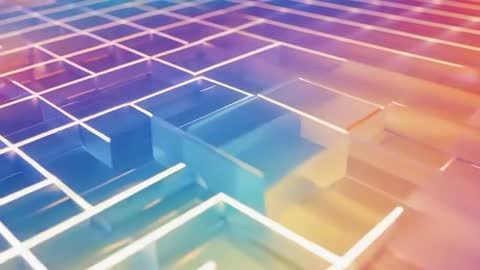 Futuristic Translucent Blocks with Colorful Glowing Edges