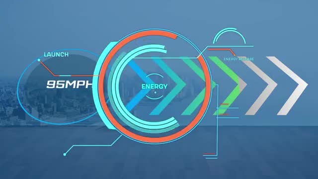 Futuristic digital interface featuring a speedometer and energy metrics on a sleek blue background. Animation includes dynamic arrows and technological graphics. Ideal for illustrating themes of electric cars, green transport, and modern technology advancements in promotional materials, presentations, and educational content.