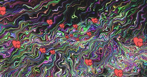 Vibrant Abstract with Floating Hearts in Colorful Waves - Download Free Stock Images Pikwizard.com