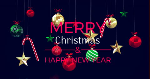 Colorful Holiday Decorations and Greeting Text Banner