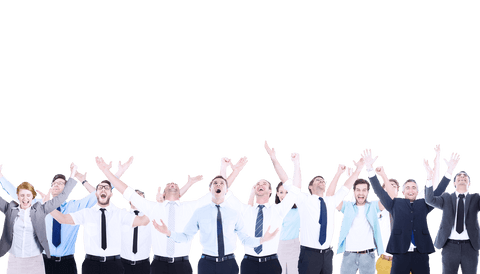 Caucasian Business Team Celebrating, Transparent Background