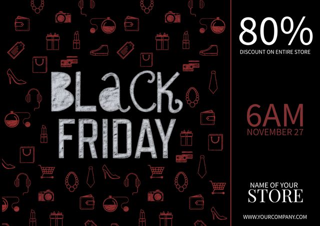 Black Friday Sale Banner with Bold Text for Email and Social Media Marketing - Download Free Stock Templates Pikwizard.com