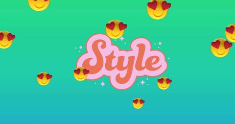 Love Emojis Floating on Vibrant Green Background