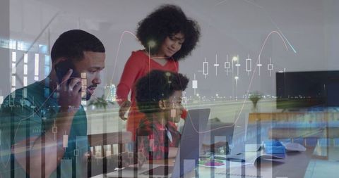 Family Analyzing Data with Technology Integration