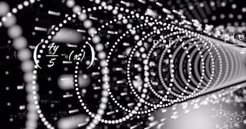 Futuristic Digital Tunnel with Equations and Chemical Diagram