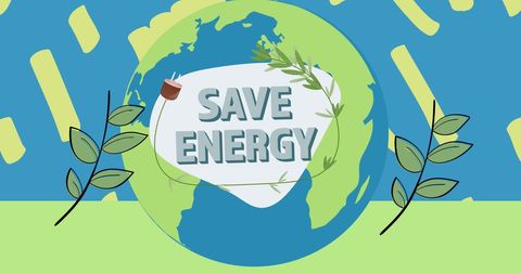 Save Energy Concept with Globe and Leaves Illustration