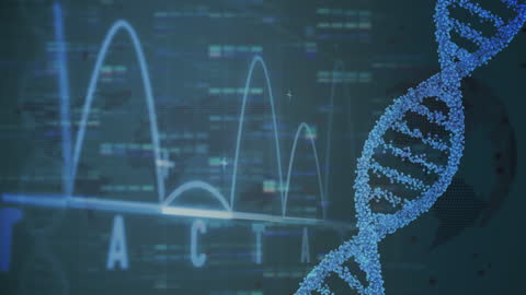 Digital DNA Strand with Data Processing Background