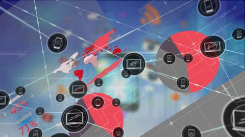 Global Networking Animation with Digital Interface Elements