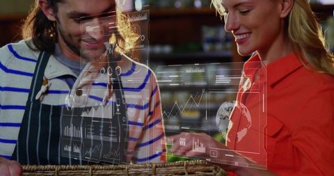 Retail Staff and Customer Using Augmented Reality Panels to Inspect Fresh Produce